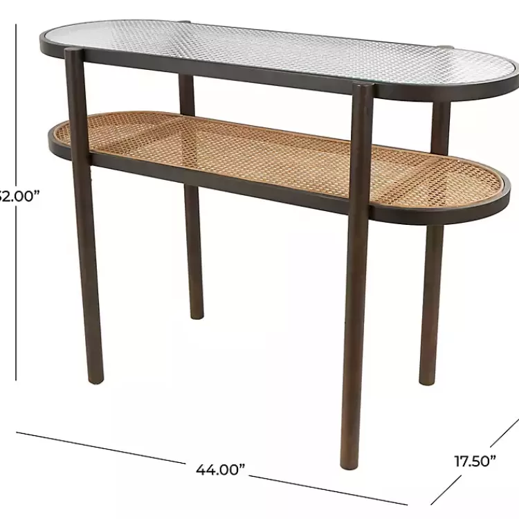 rattan_and_glass_tier_console_table_8.webp Rattan and Glass 2-Tier Console Table>Kirklands Home Outlet