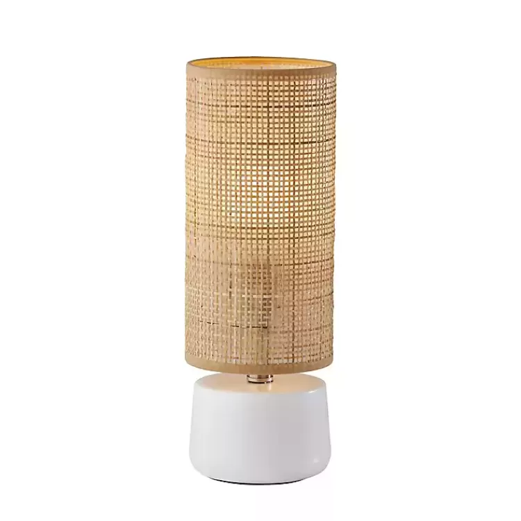 Rattan Cylinder Shade White Base Table Lamp>Kirklands Home Shop