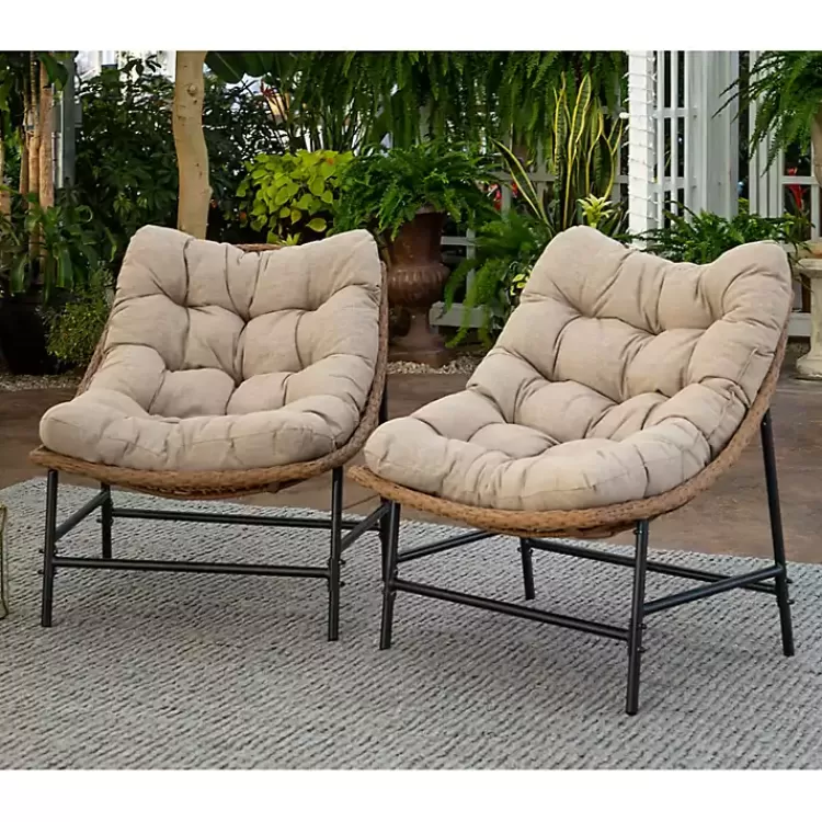 Rattan Scoop Chairs with Cushions, Set of 2>Kirklands Home Outlet