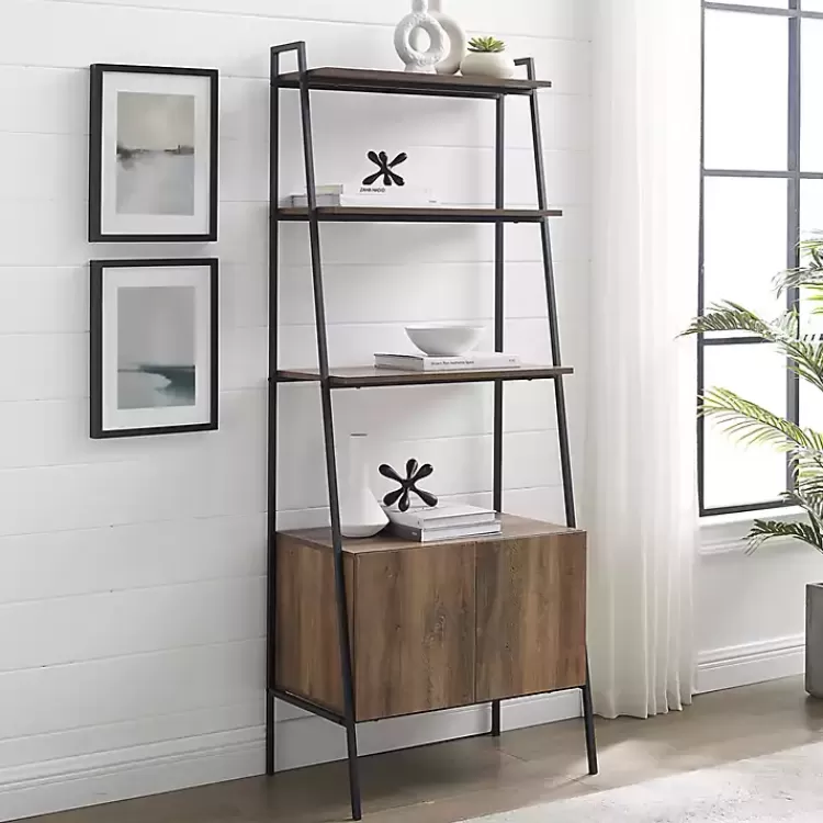 Reclaimed Wood Modern Ladder Bookcase with Cabinet>Kirklands Home Cheap