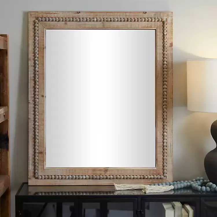 Rectangle Distressed Beaded Wall Mirror>Kirklands Home Outlet