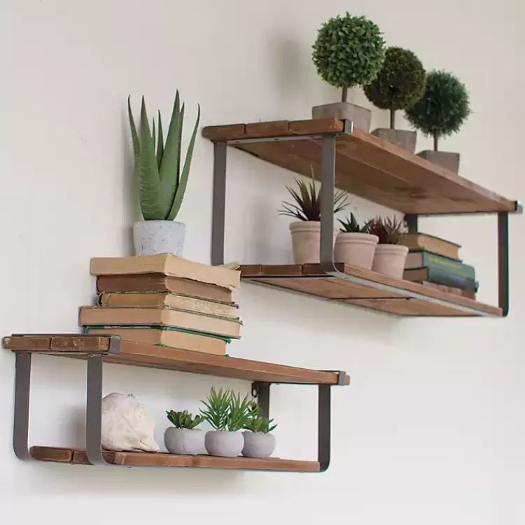 Recycled Wood and Metal Shelves, Set of 2>Kirklands Home Fashion