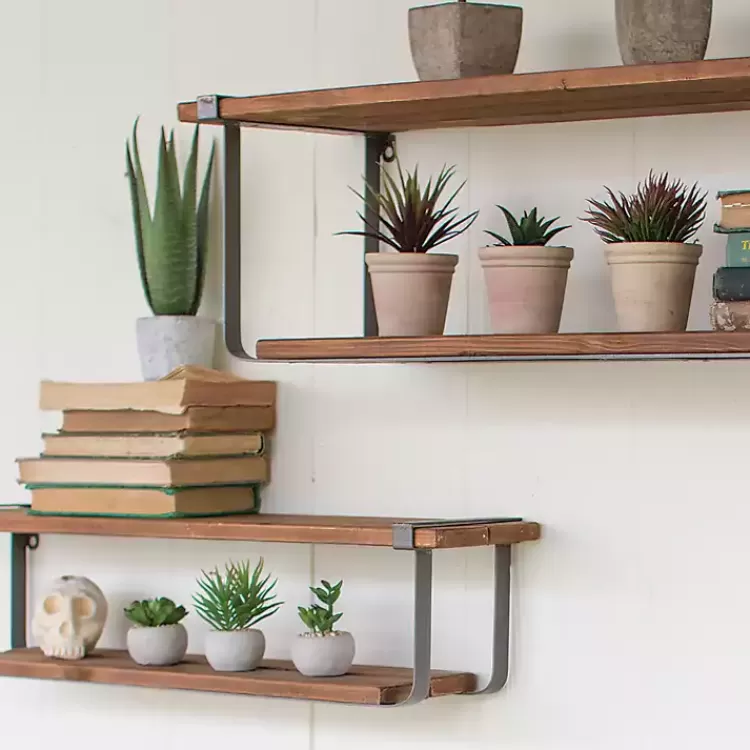 Recycled Wood and Metal Shelves, Set of 2>Kirklands Home Fashion