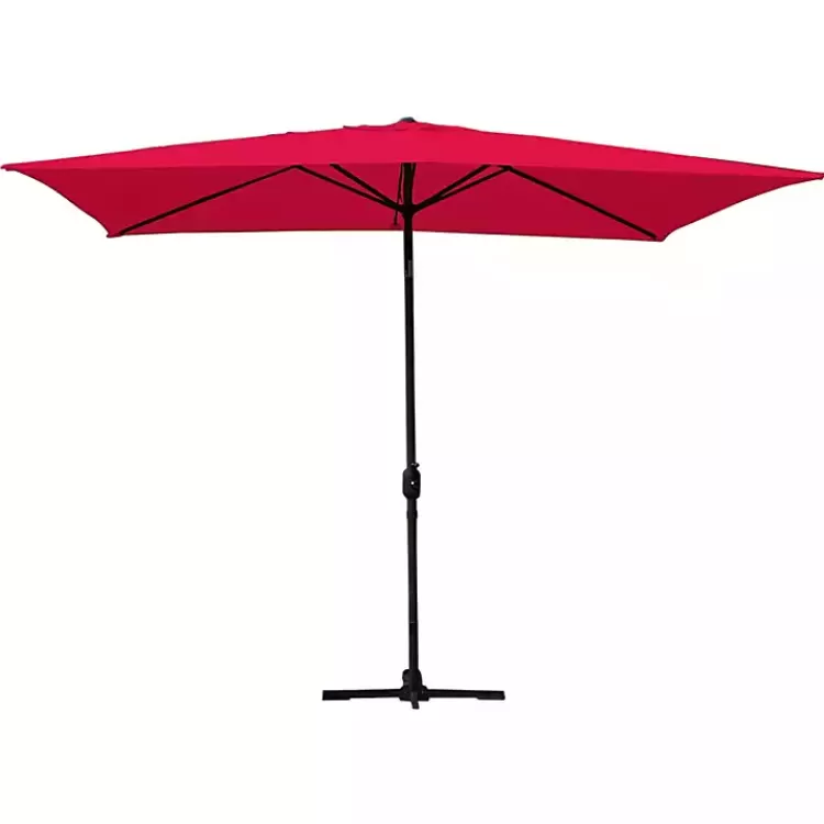 Red & Black 10 ft. Hand Crank Tilt Umbrella>Kirklands Home Fashion