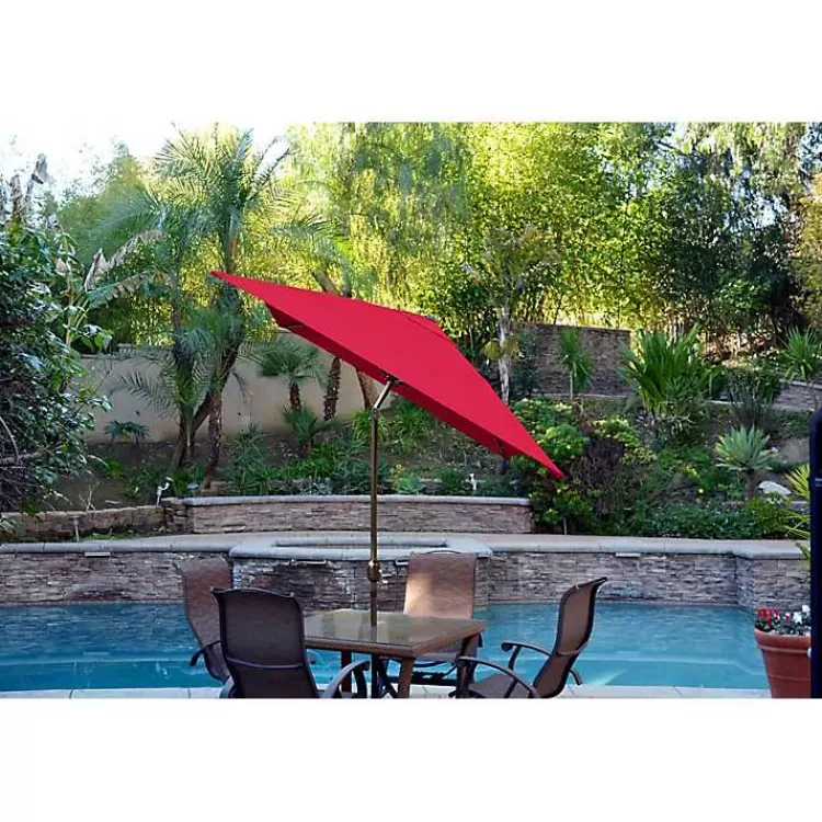 Red & Champagne 10 ft. Hand Crank Tilt Umbrella>Kirklands Home Hot