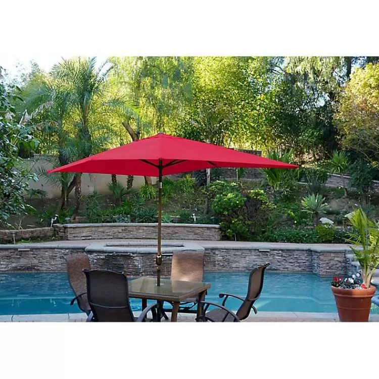 Red & Champagne 10 ft. Hand Crank Tilt Umbrella>Kirklands Home Hot