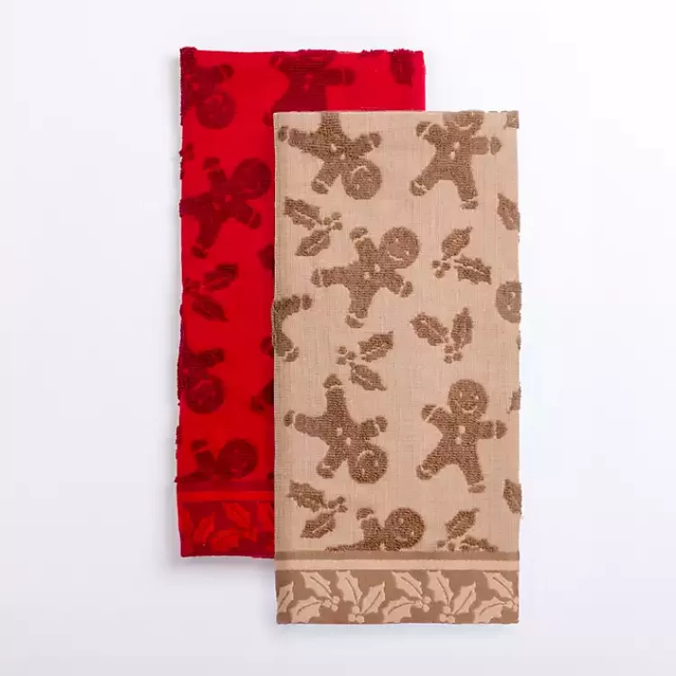 Red & Taupe Gingerbread Kitchen Towels, Set of 2>Kirklands Home Best Sale