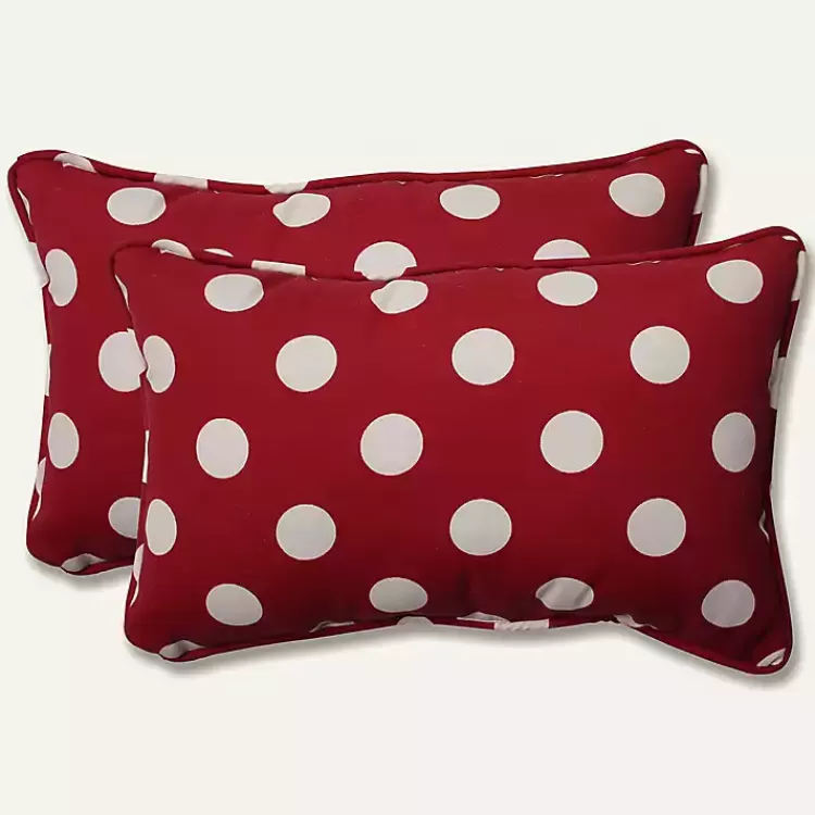 Red & White Polka Dot Lumbar Pillows, Set of 2>Kirklands Home Discount