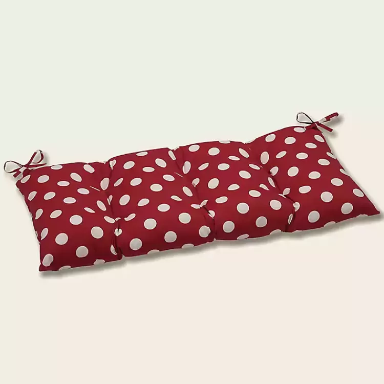 Red & White Polka Dot Tufted Outdoor Bench Cushion>Kirklands Home Best