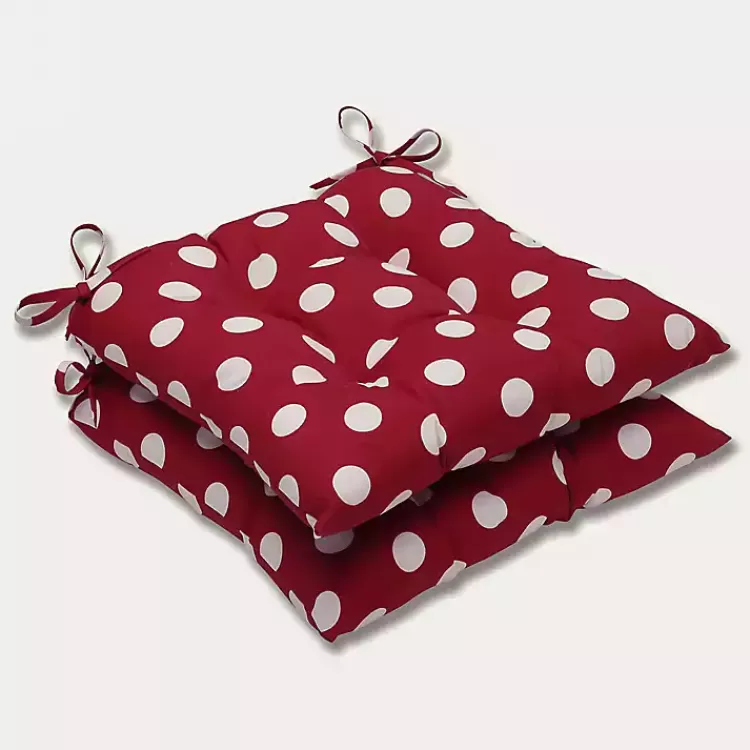 Red & White Polka Dot Tufted Square Cushion Set>Kirklands Home Hot