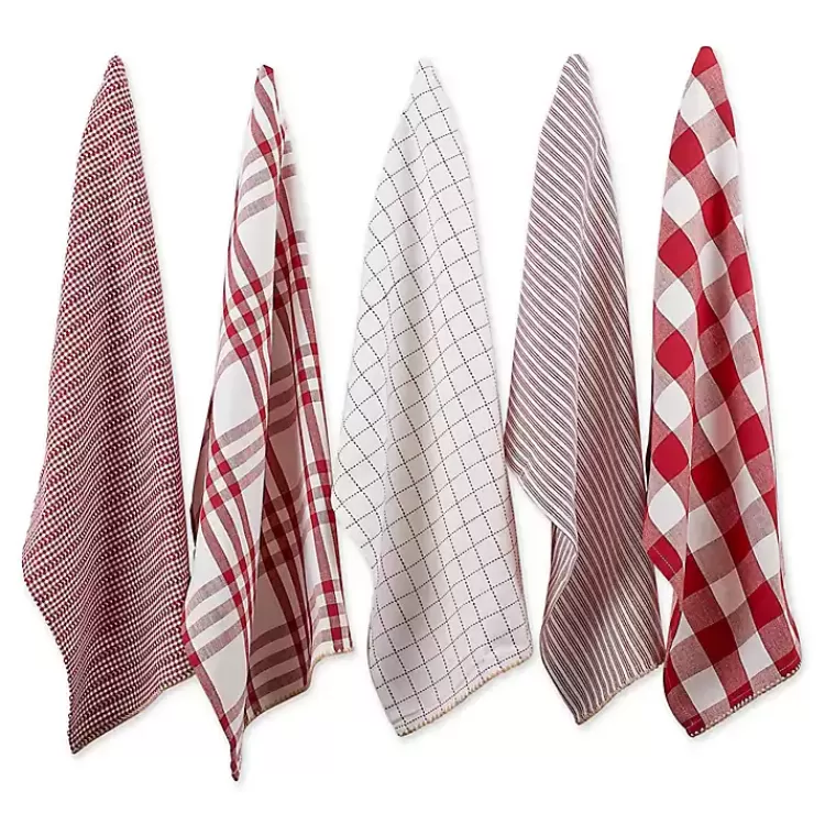 red__white_woven_patterns_pc_dish_towel_set_10.webp Red & White Woven Patterns 5-pc. Dish Towel Set>Kirklands Home Online