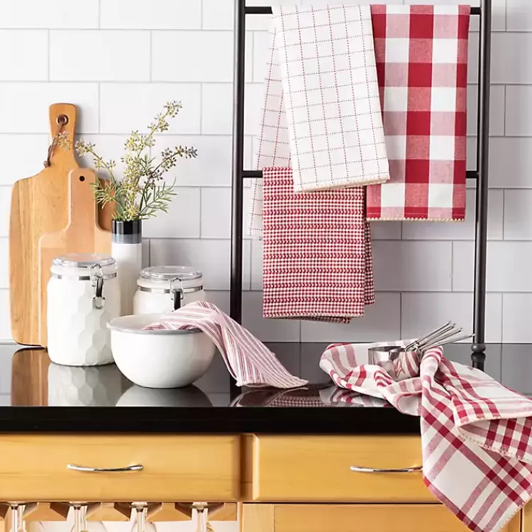 red__white_woven_patterns_pc_dish_towel_set_3.webp Red & White Woven Patterns 5-pc. Dish Towel Set>Kirklands Home Online
