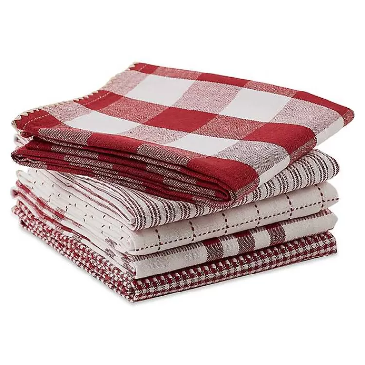 red__white_woven_patterns_pc_dish_towel_set_9.webp Red & White Woven Patterns 5-pc. Dish Towel Set>Kirklands Home Online