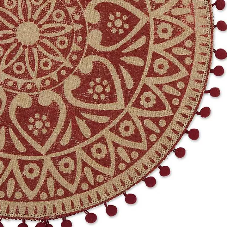 Red and Natural Print Round Placemats, Set of 6>Kirklands Home Clearance