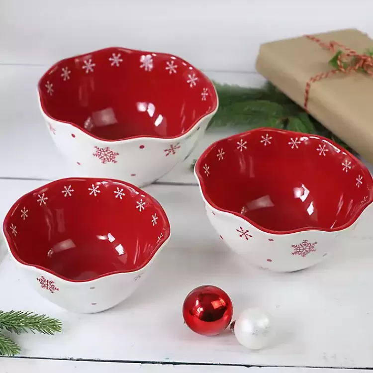 Red and White Nesting Christmas Bowls, Set of 3>Kirklands Home Sale
