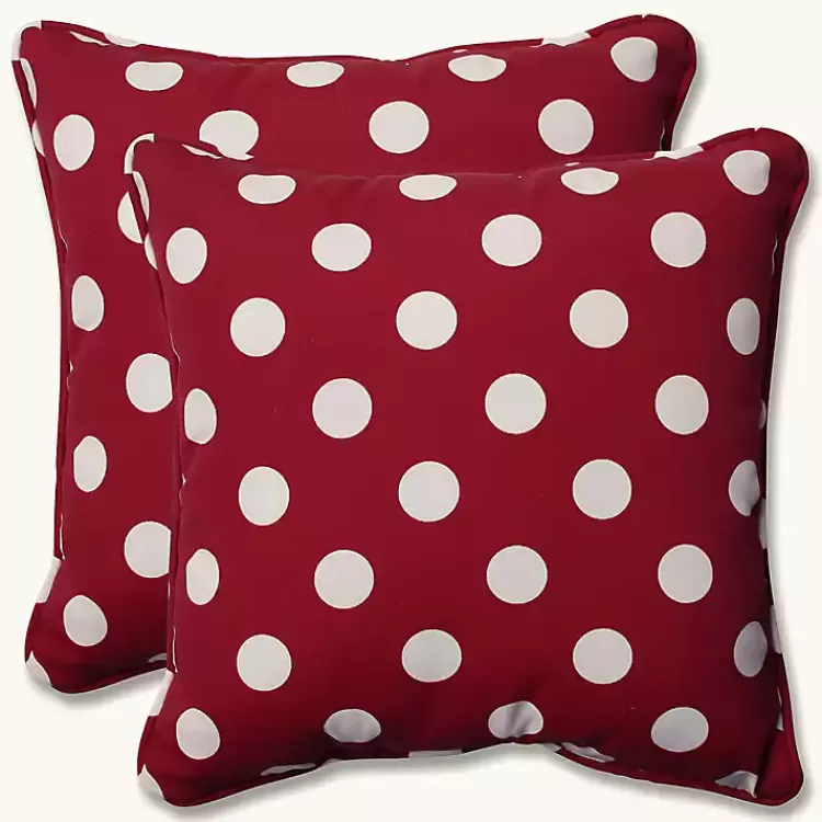 Red and White Polka Dot Outdoor Pillows, Set of 2>Kirklands Home Best