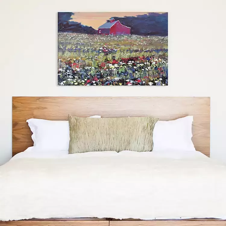 Red Barn and Flowers Canvas Art Print>Kirklands Home Best Sale