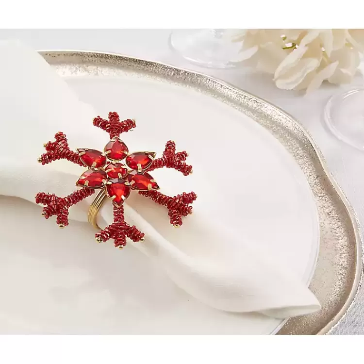 red_beaded_snowflake_napkin_rings_set_of__3.webp Beaded Snowflake Napkin Rings, Set of 4>Kirklands Home Outlet