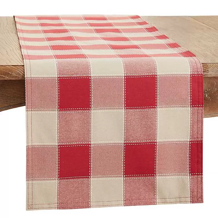 Red Block Plaid Table Runner, 90 in.>Kirklands Home Outlet