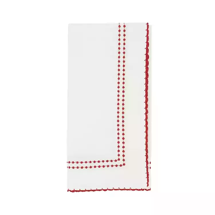 Red Border Embroidered Napkins, Set of 4>Kirklands Home Store