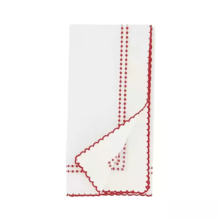 Red Border Embroidered Napkins, Set of 4>Kirklands Home Store