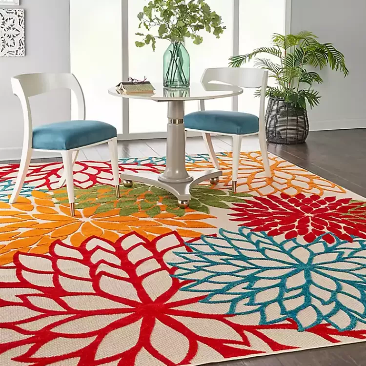 red_bright_floral_burst_outdoor_area_rug_x_7.webp Red Bright Floral Burst Outdoor Area Rug, 7x10>Kirklands Home New