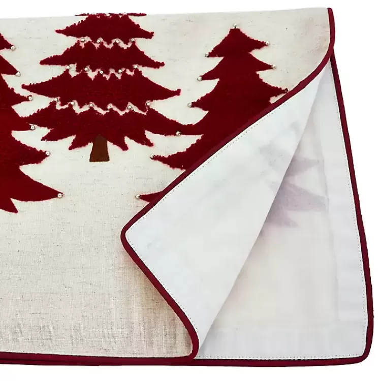 Red Embroidered Christmas Trees Table Runner>Kirklands Home Store