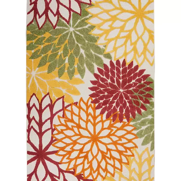 Red Floral Burst Outdoor Area Rug, 5x7>Kirklands Home Outlet
