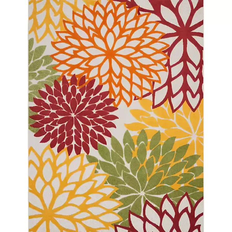 Red Floral Burst Outdoor Area Rug, 7x10>Kirklands Home Discount