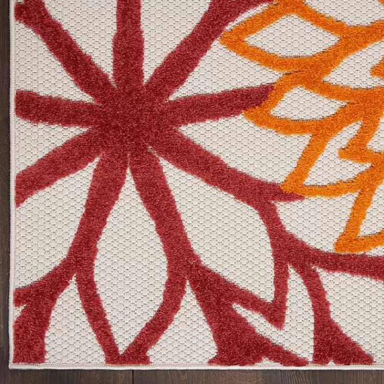 Red Floral Burst Outdoor Area Rug, 7x10>Kirklands Home Discount