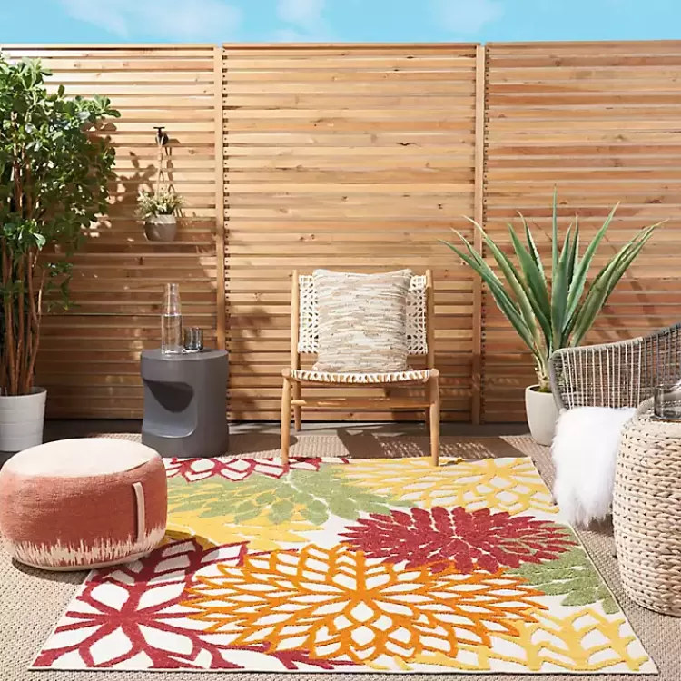 red_floral_burst_outdoor_area_rug_x_5-1.webp Red Floral Burst Outdoor Area Rug, 5x7>Kirklands Home Outlet