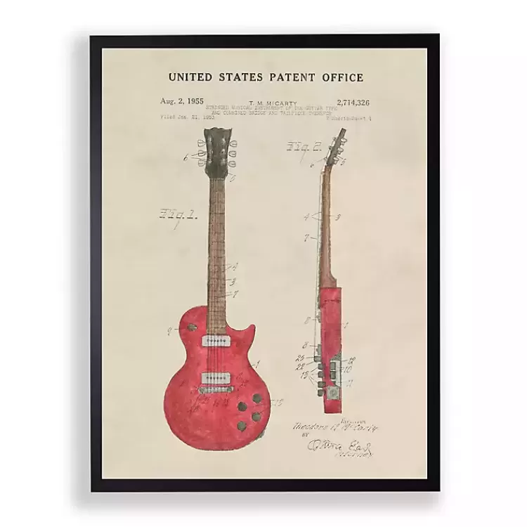 Red Guitar Patent Framed Art Print>Kirklands Home Store