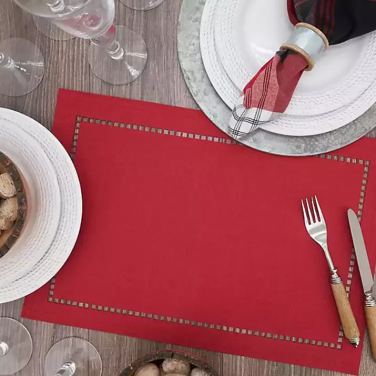 red_hemstitch_lasercut_placemats_set_of__3.webp Hemstitch Laser-Cut Placemats, Set of 4>Kirklands Home Best