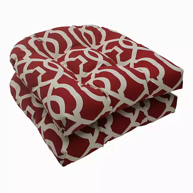 Red New Geometric Wicker Chair Cushions, Set of 2>Kirklands Home Best
