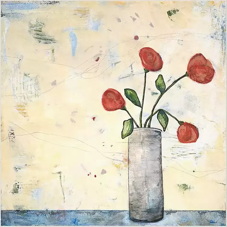 Red Picked Flowers Framed Canvas Art Print>Kirklands Home Hot