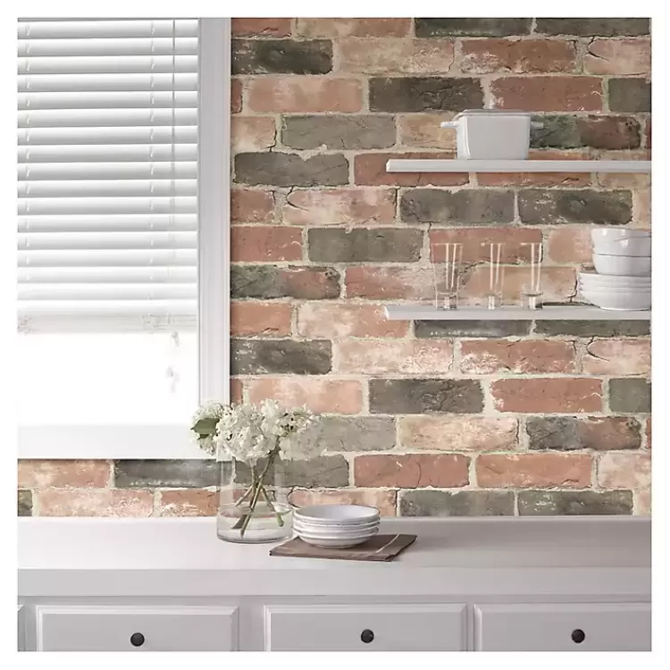 red_reclaimed_brick_peel__stick_wallpaper_6.webp Red Reclaimed Brick Peel & Stick Wallpaper>Kirklands Home New