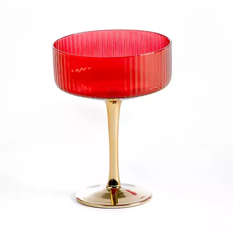 Red Ripple Gold Base Coupe Glass>Kirklands Home Store