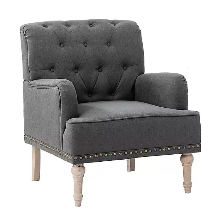 Reginald Charcoal Button Tufted Armchair>Kirklands Home Cheap