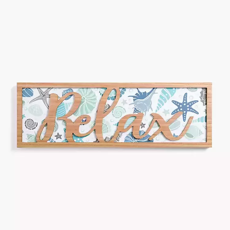 Relax Seashell Print Wood Wall Plaque>Kirklands Home Hot