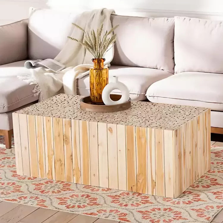 repurposed_wood_logs_rectangle_coffee_table_7.webp Repurposed Wood Logs Recgle Coffee Table>Kirklands Home Shop