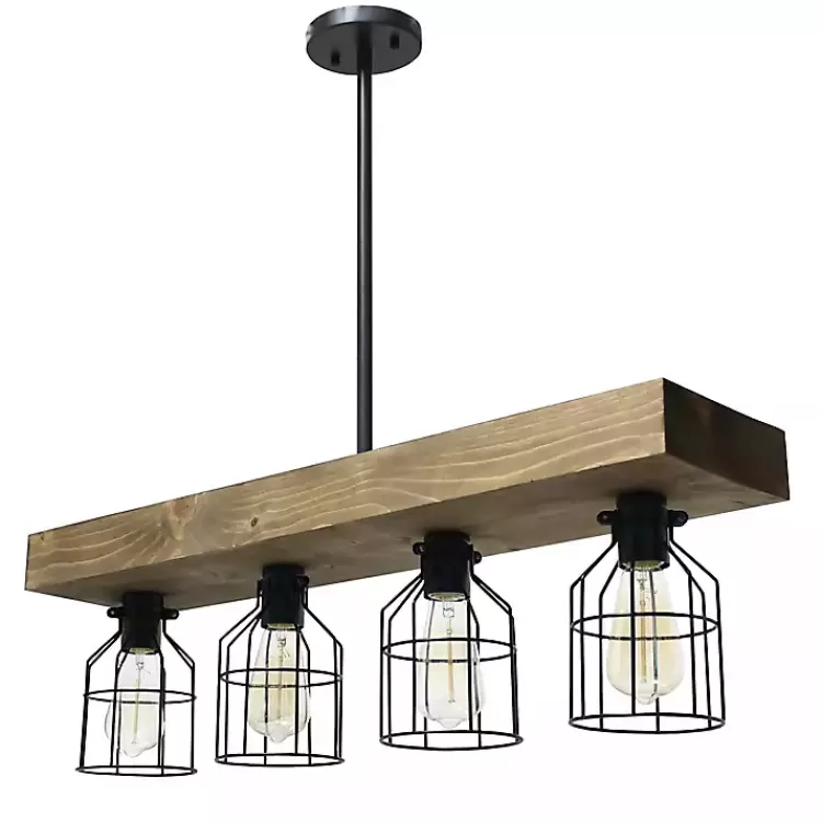 Restored Wood 4-Light Pendant Light>Kirklands Home Outlet