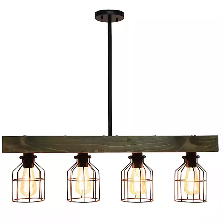 Restored Wood 4-Light Pendant Light>Kirklands Home Outlet
