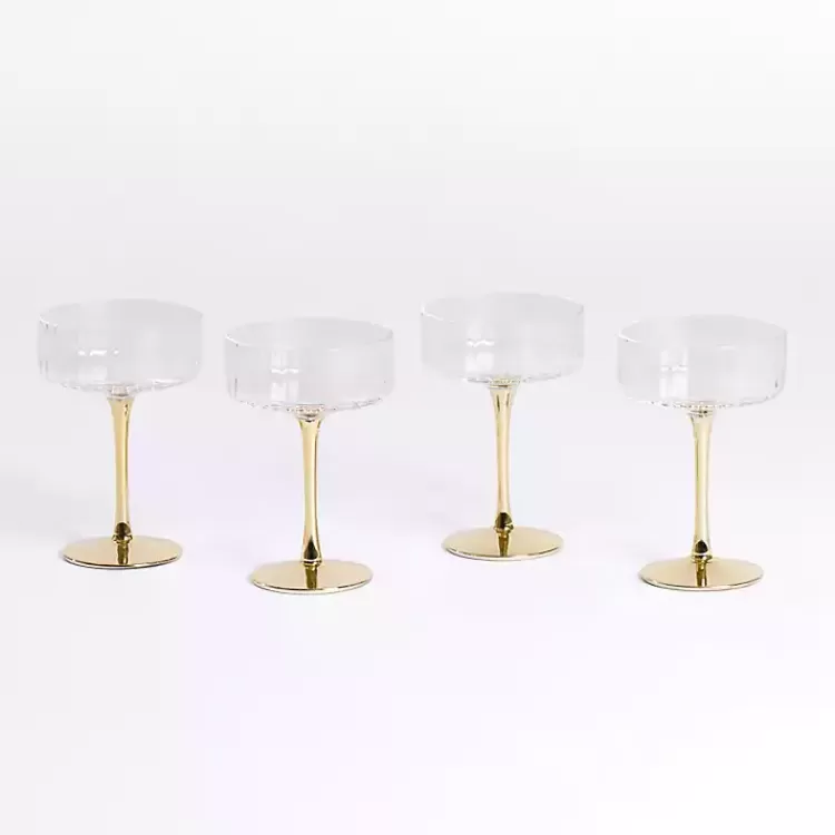 Ripple Gold Base Coupe Wine Glasses, Set of 4>Kirklands Home Online