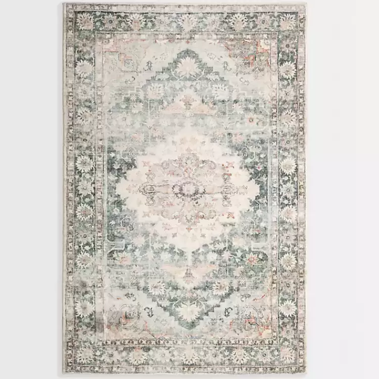Rosette Green and Ivory Area Rug, 7x9>Kirklands Home Online