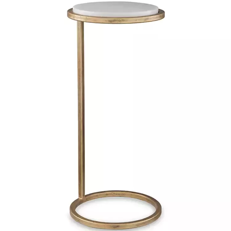Round Aged and Marble Accent Table>Kirklands Home Sale