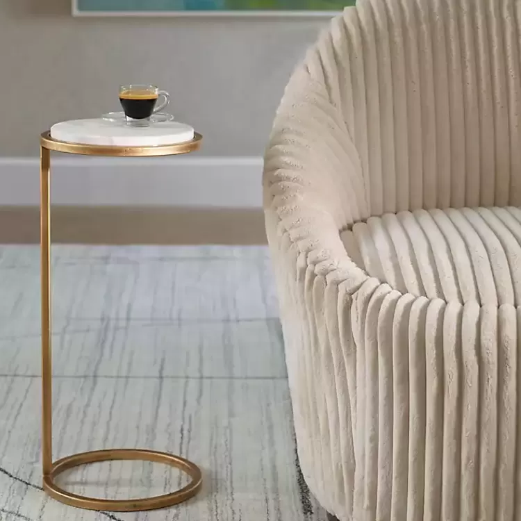 Round Aged and Marble Accent Table>Kirklands Home Sale