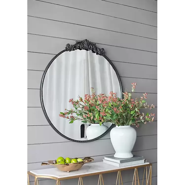 round_antique_black_floral_scroll_mirror__in_6.webp Round Antique Floral Scroll Mirror, 39 in.>Kirklands Home Cheap