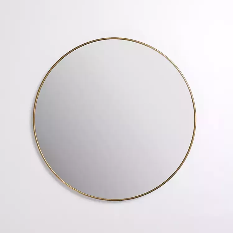 Round Antique Brass Nouveau Wall Mirror>Kirklands Home Sale