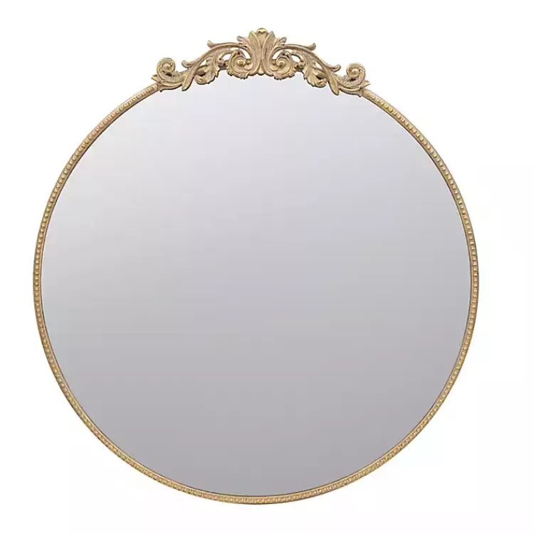 Round Antique Floral Scroll Mirror, 39 in.>Kirklands Home Discount