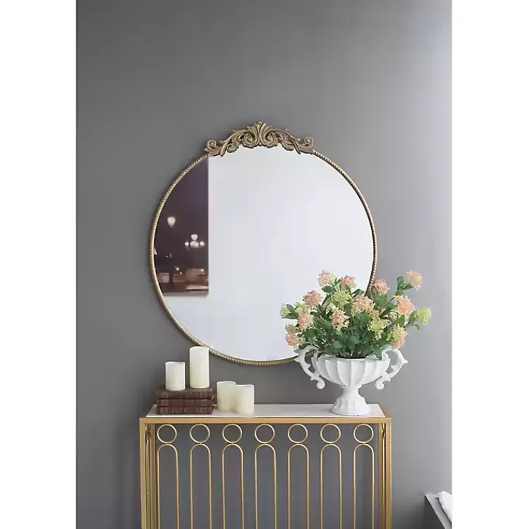 round_antique_gold_floral_scroll_mirror__in_6.webp Round Antique Floral Scroll Mirror, 39 in.>Kirklands Home Discount